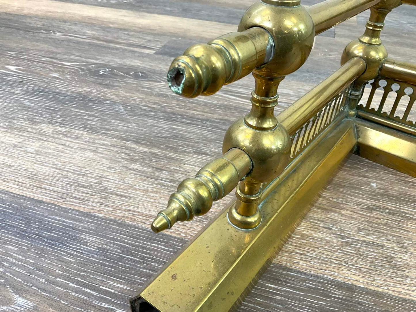 Vintage Brass Fireplace Fender and Andirons