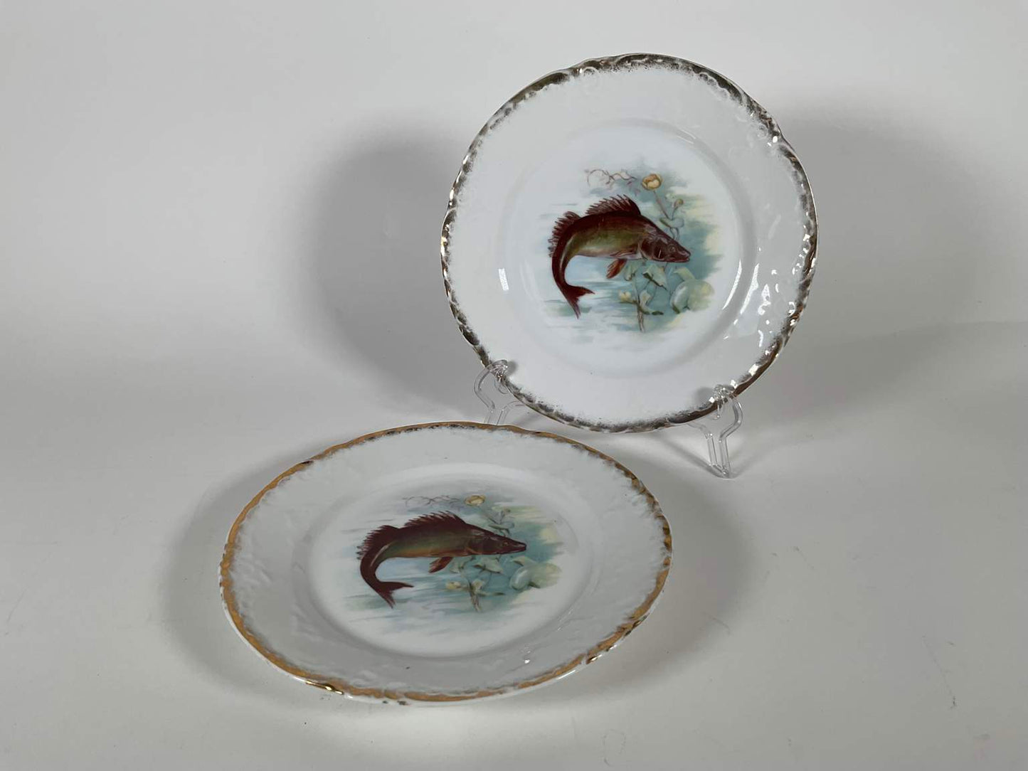 Collection of Antique Victoria Austria Porcelain Fish Dinnerware - 14 pcs