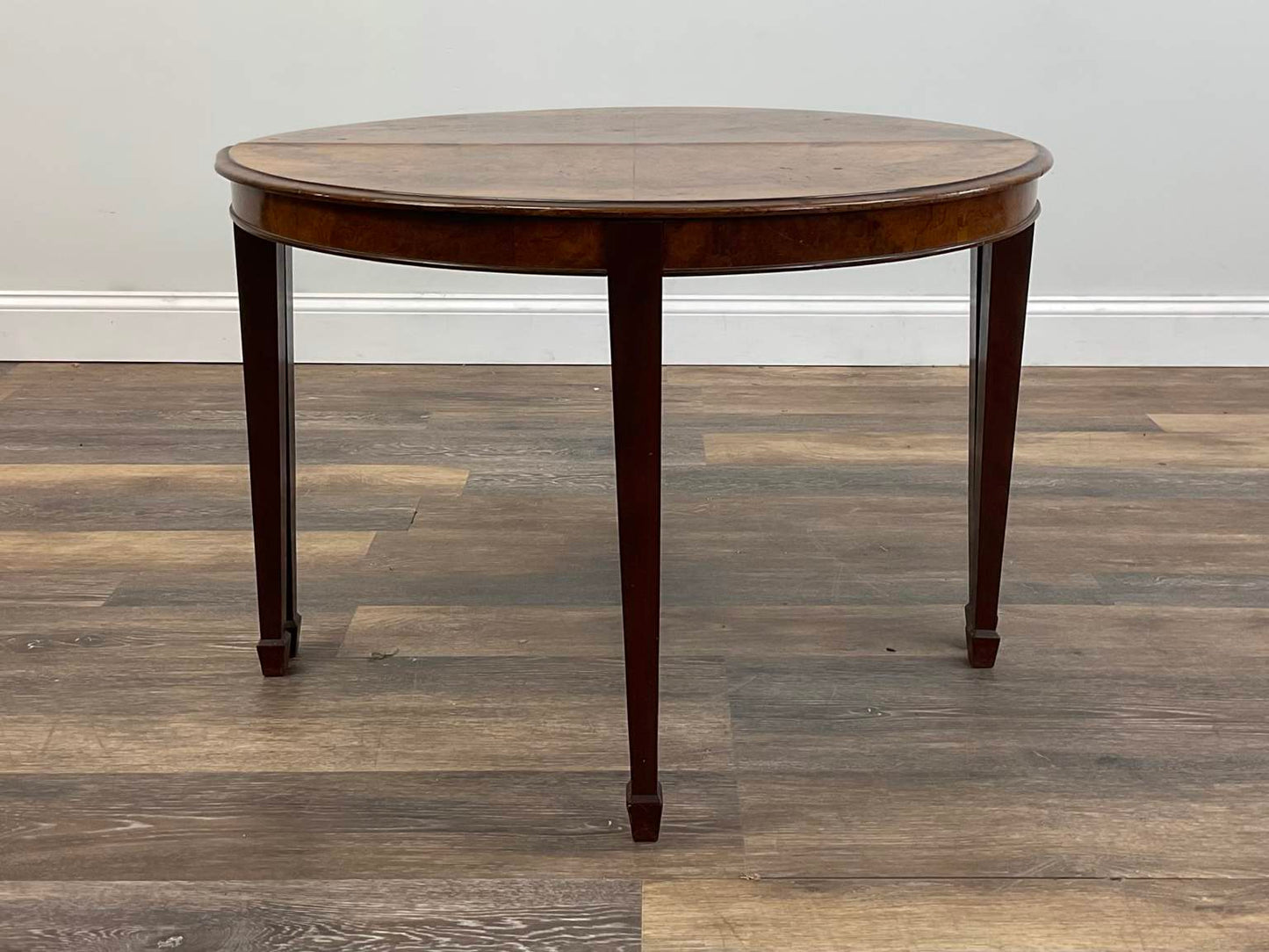 Antique George III Style Walnut Burl Demi-Lune Table/Console