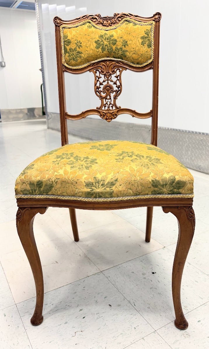 Two Antique Art Nouveau Period Fruit Wood Parlor Chairs