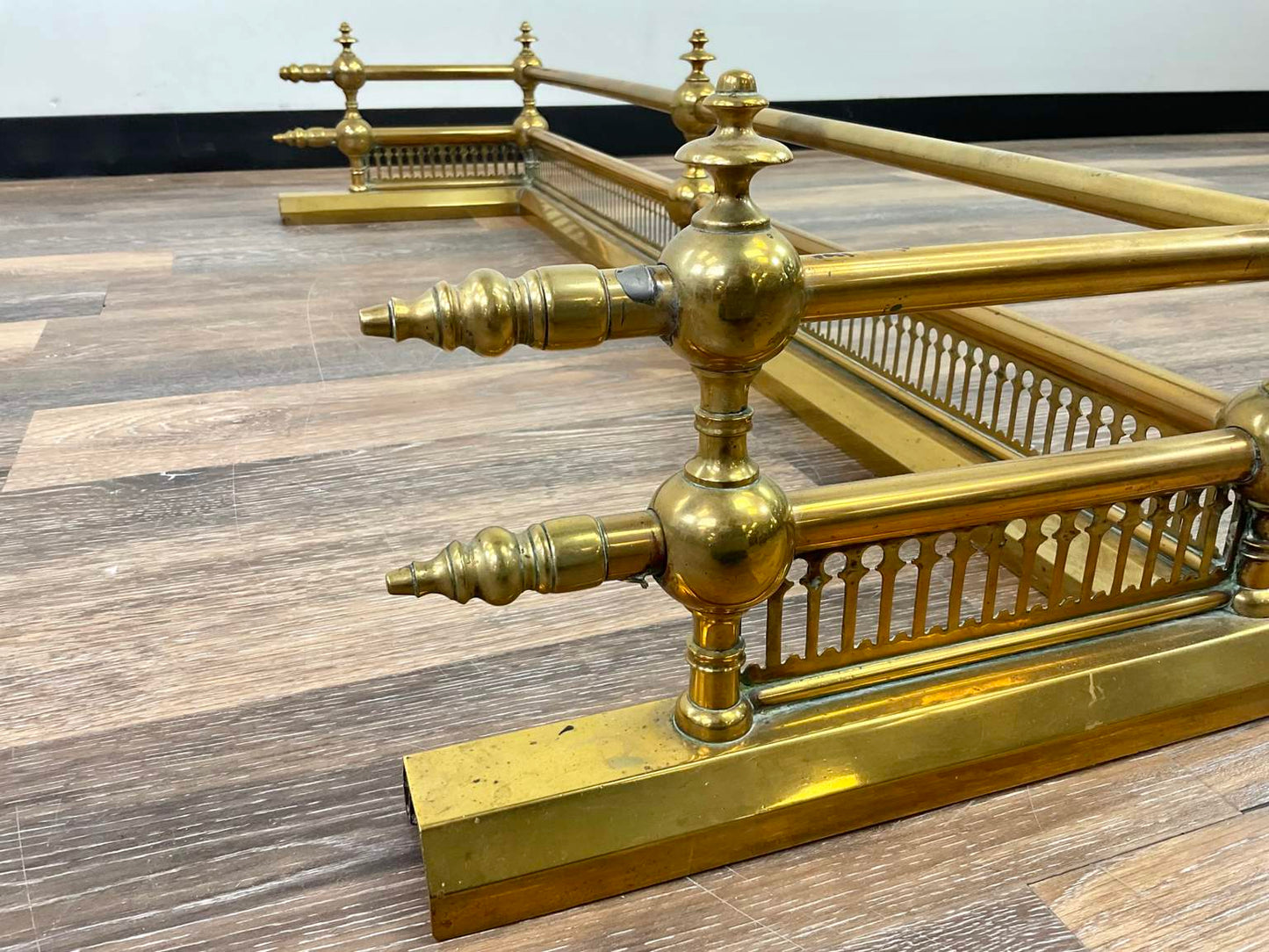 Vintage Brass Fireplace Fender and Andirons