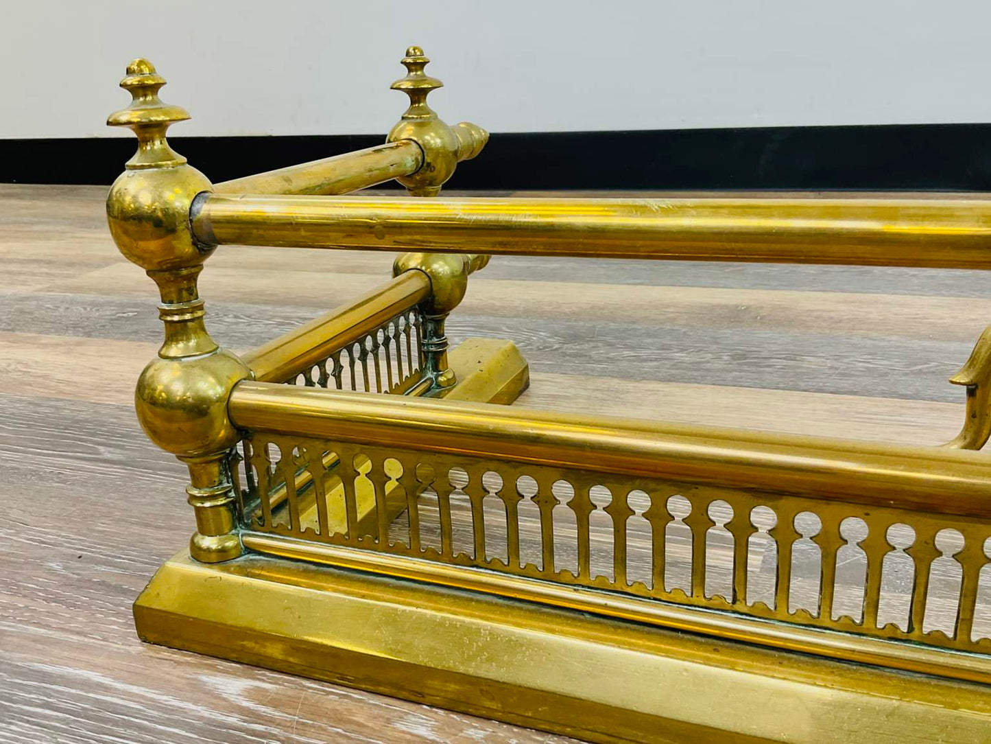 Vintage Brass Fireplace Fender and Andirons