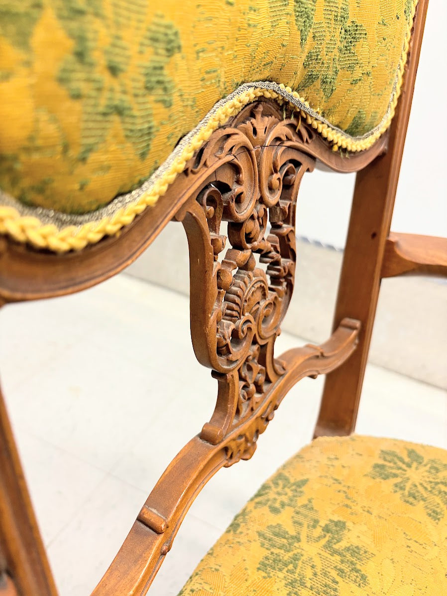 Two Antique Art Nouveau Period Fruit Wood Parlor Chairs