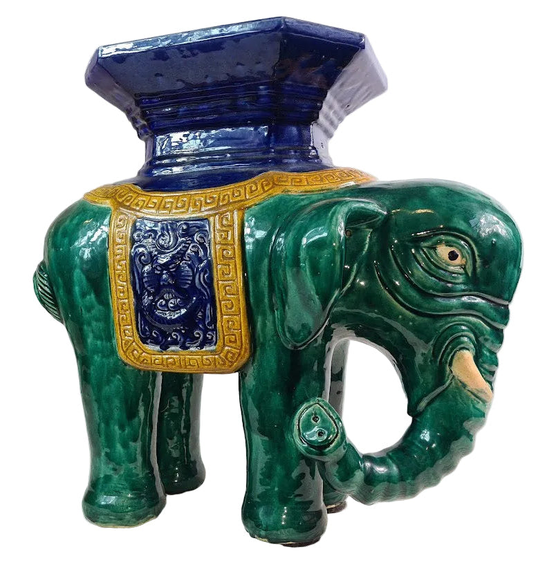 Antique Chinese Shiwan Ceramic Elephant Garden Stool