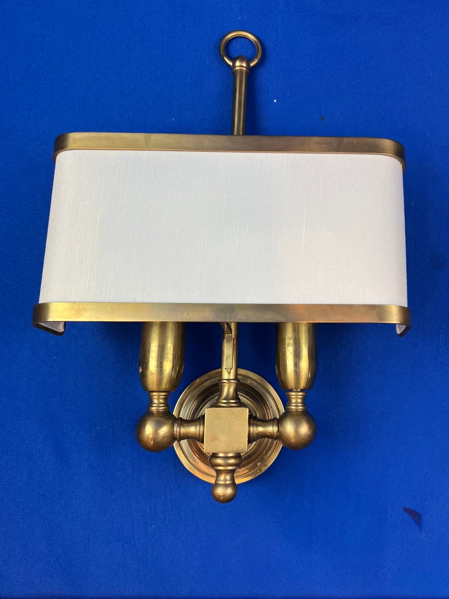 Pair of High Quality Italian Custom Made Brass Wall Sconces With Shades