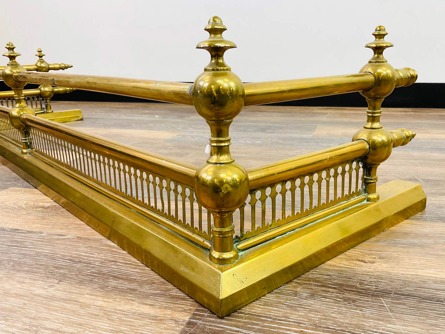 Vintage Brass Fireplace Fender and Andirons