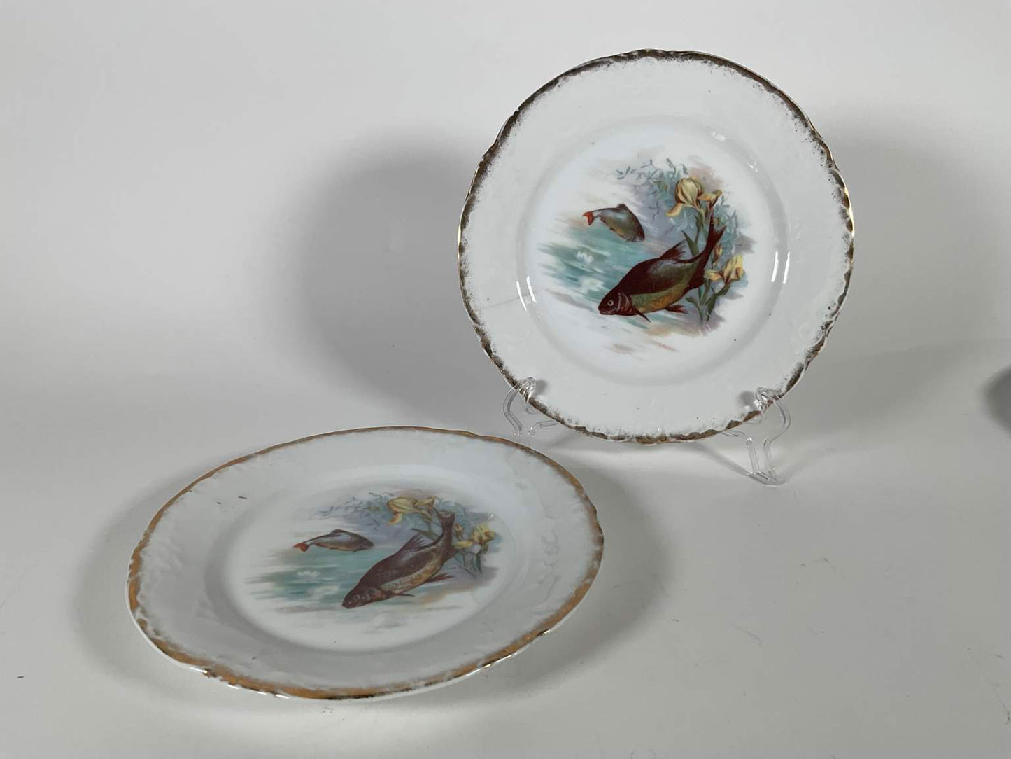 Collection of Antique Victoria Austria Porcelain Fish Dinnerware - 14 pcs