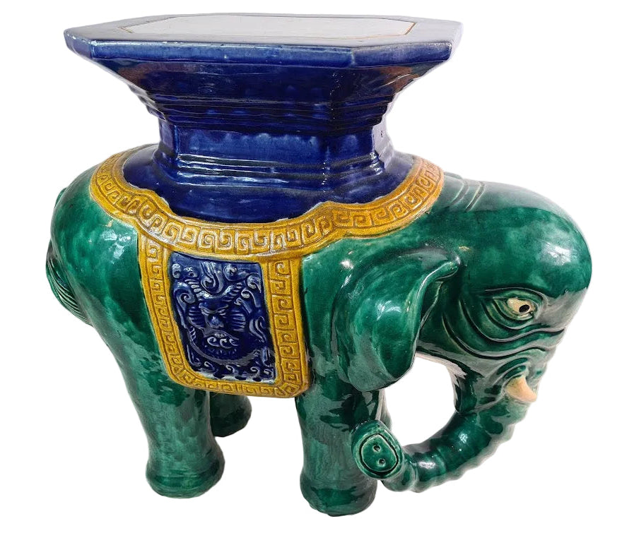 Antique Chinese Shiwan Ceramic Elephant Garden Stool