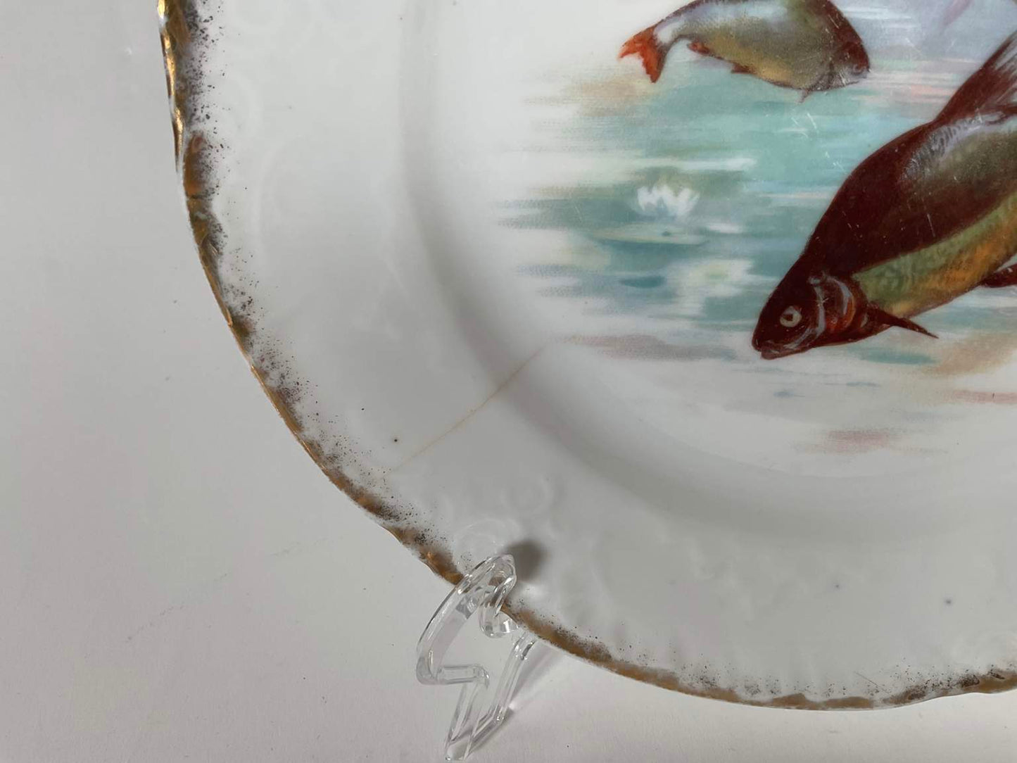 Collection of Antique Victoria Austria Porcelain Fish Dinnerware - 14 pcs