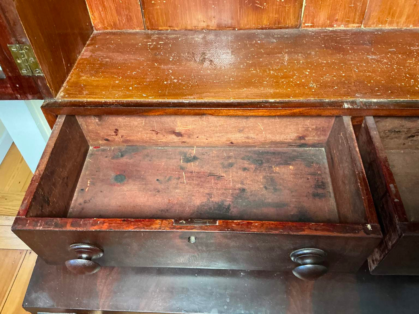 Antique American Federal Style Flame Mahogany Secretary-Bookcase Early 1800