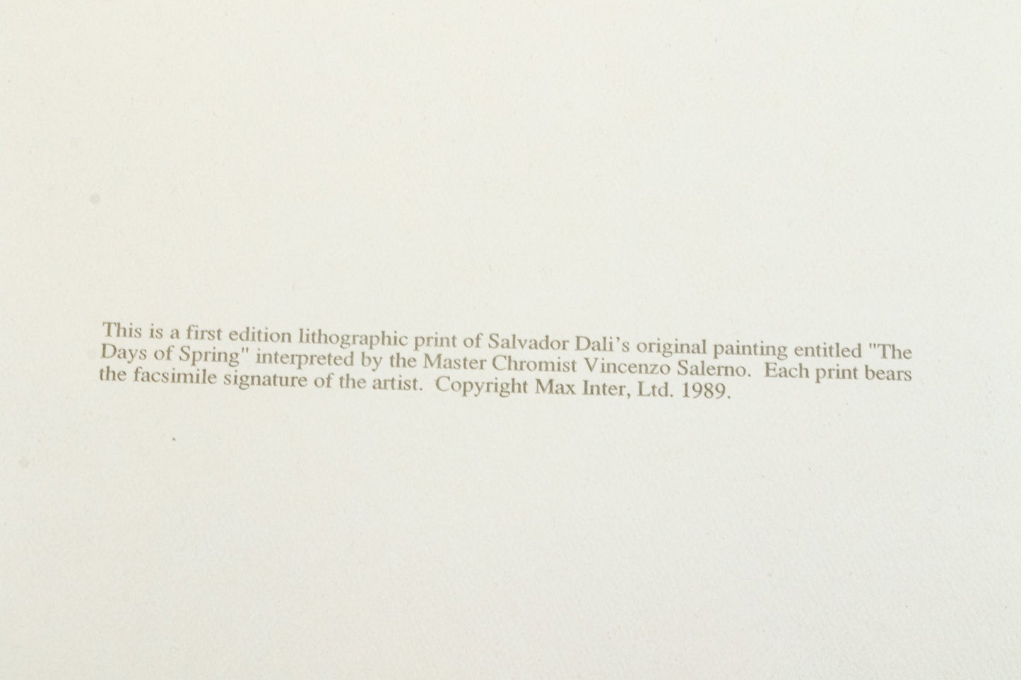 Suite Of Six After Salvador Dali Lithographic Prints On Paper by the Master Chromist Vincenzo Salermo