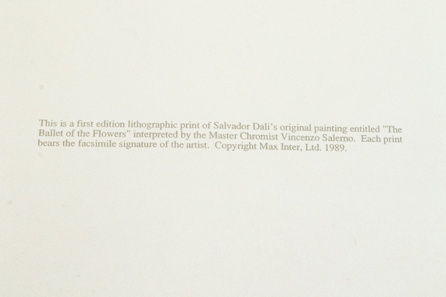 Suite Of Six After Salvador Dali Lithographic Prints On Paper by the Master Chromist Vincenzo Salermo