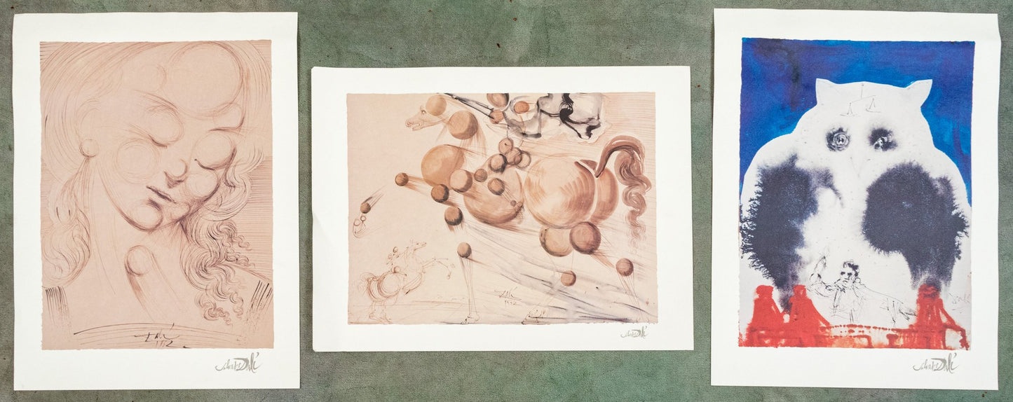 Suite Of Six After Salvador Dali Lithographic Prints On Paper by the Master Chromist Vincenzo Salermo