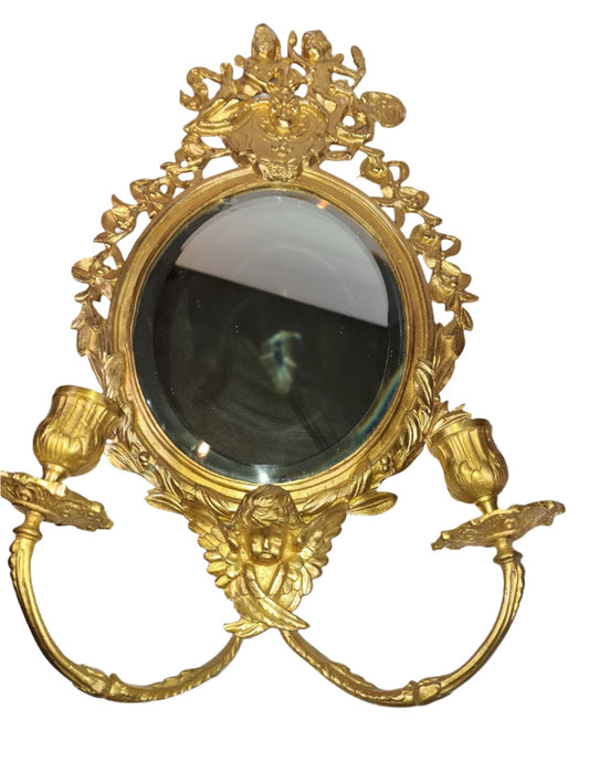 Beautifully Ornate Gilt Brass Sconce / Mirror  (1/2)
